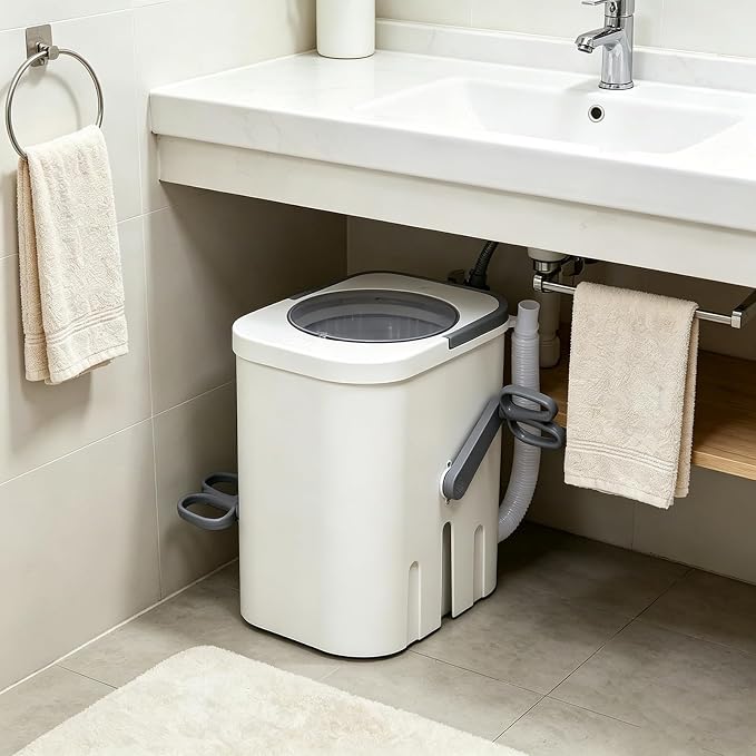 Manual Clothes Washer, Non electric Portable Rotary Washing Machine, Compact Hand Crank Rotary Washer for Dormitory Small Apartment