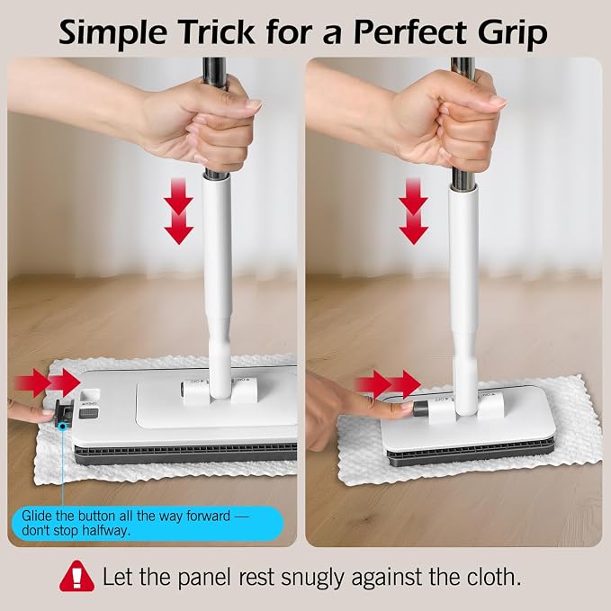 MASTERTOP Hands Free Flat Mop with Mini Sweeper Mop,2-in-1 Disposable Dust Mop with 47" Long Handle,Microfiber Mops for Floor Cleaning,No-Touch, Multi Surface Floor Cleaning