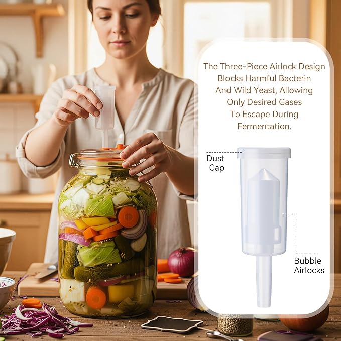 2 Pack 1 Gallon Large Fermentation Jars with Airlocks, Glass Fermenting Kit for Veggies, Sauerkraut, Kombucha, Pickles