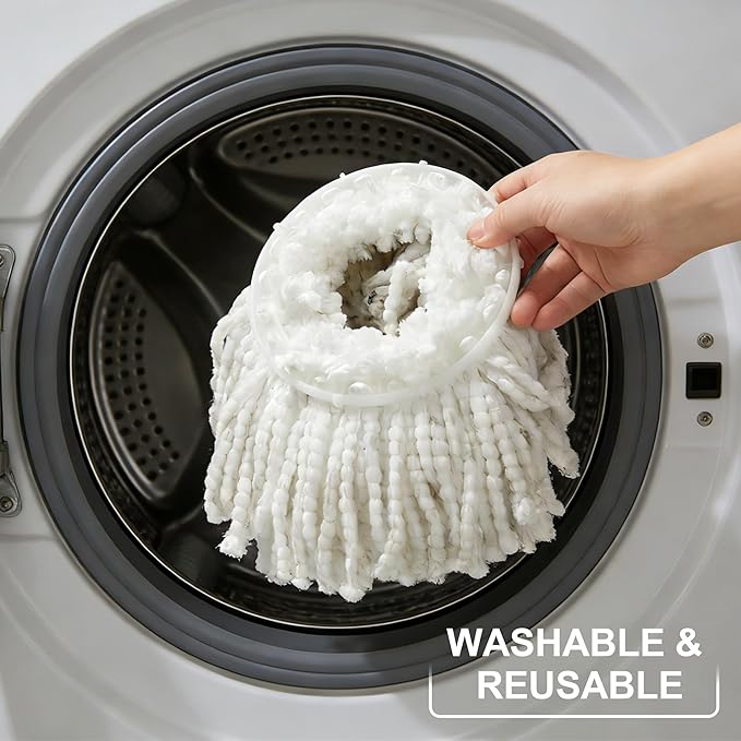JOYMOOP Spin Mop and Bucket with Wash and Wringer Set, 360° Mop Head & Telescopic Handle, 6 Reusable Microfiber Pads, Wet and Dry Use, Hands-Free Cleaning for Hardwood, Tile, Laminate Floors & Walls