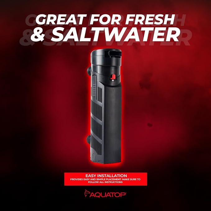 Aquatop 395 GPH Internal Filter - Crystal Clear Water - Fresh & Saltwater Use - Adjustable Flow Rate - Submersible Filter - Tanks or Sumps - SP13-UV