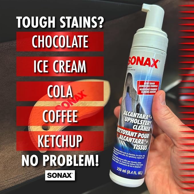 Autogeek SONAX Alcantara & Upholstery Cleaner Bundle | Removes Stains & Restores Color on Delicate Surfaces | Includes 2 x 250ml Bottles, Horse Hair Brush & Edgeless Towel | SON-206141-BUN