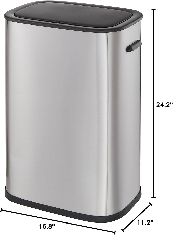 Casa Andrea Milano 14.5-Gallon Soft-Close, Smudge Resistant Trash Can with Automatic Touchless Motion Sensor, Large and Space-Saving