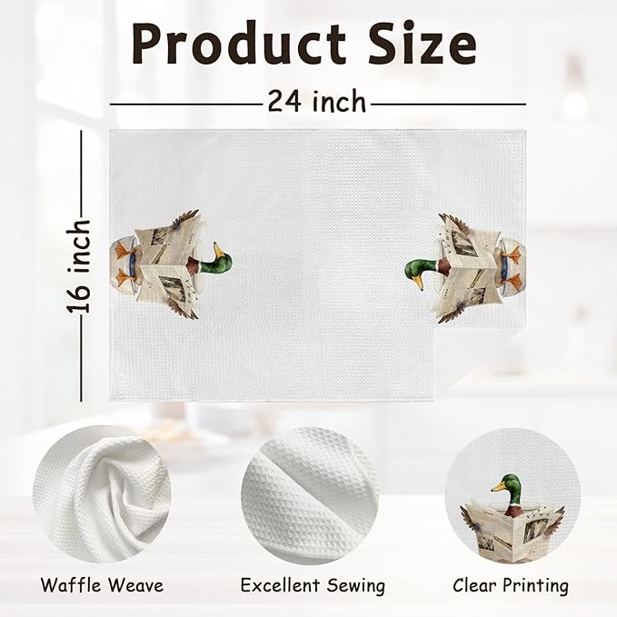 Funny Mallard Duck Hand Towels for Bathroom,Mallard Duck Gifts,Ducks Kitchen Towels,Ducks Lovers Owners Gifts,Farmhouse Animal Decorative Towel for Nursery Bathroom Toilet, 16x24 Inch