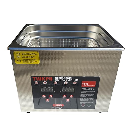 Professional 10L Ultrasonic Cleaner 300W 40kHz with Digital Timer & Heater 110V 304 Sus Tank Stairess Steel Basket for Industrial, Lab, Medical, Jewelry, Watches, Glasses, Large Parts
