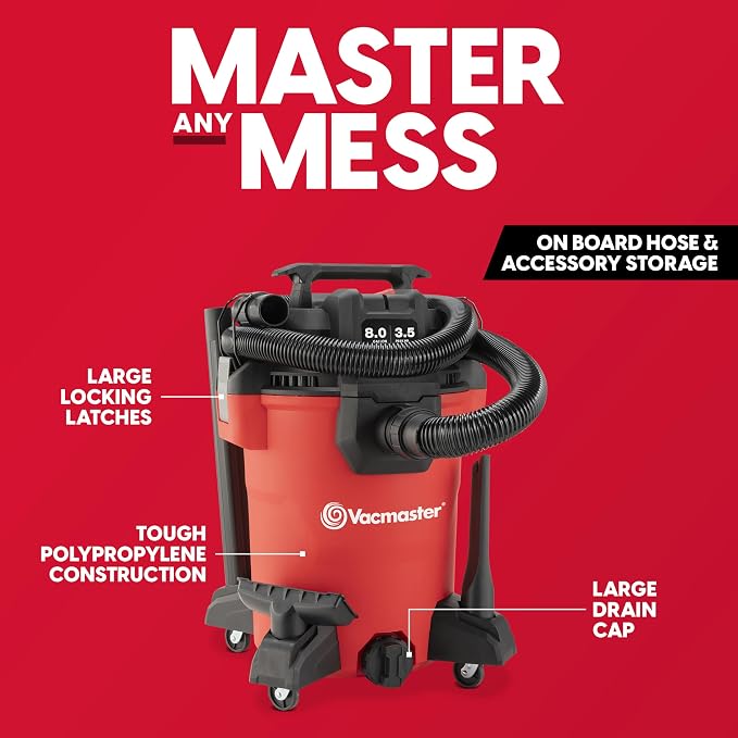 Vacmaster 8-Gallon 3.5 Peak HP Wet/Dry Shop Vacuum- VCM811PF 1101