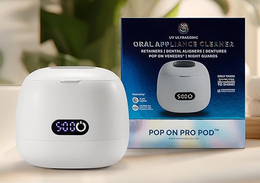 Ultrasonic Retainer Cleaner Machine for Invisalign β 45kHz Ultrasonic Cleaner for Dentures, Aligner & Mouth Guard with UV Light, 200ml Tank, Digital Timer β Dental Appliance & Night Guard Cleaning Pod