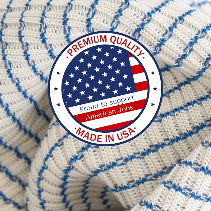 World's Best Kitchen Dish Cloths - Set of 12 Blue Dishcloths for Washing Dishes - Absorbent Poly Cotton Waffle Weave Dish Rags, Made in USA