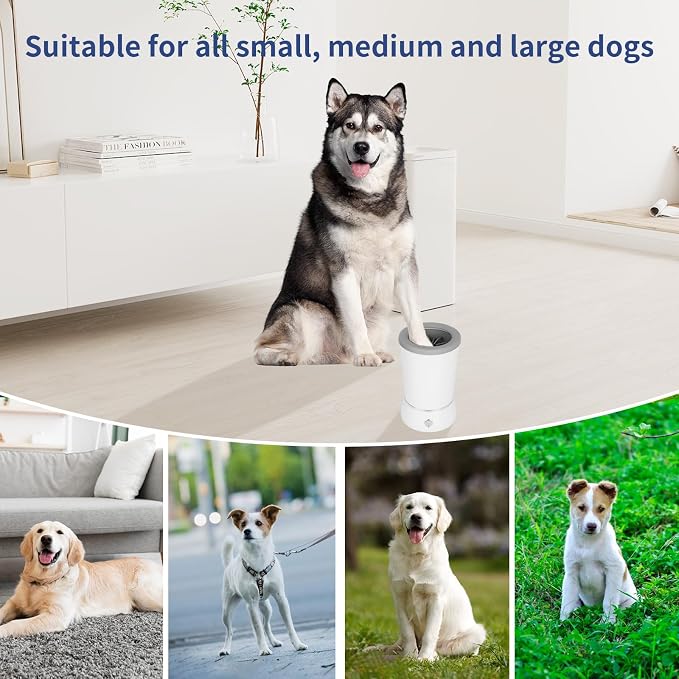 Dog Paw Cleaner,Automatic paw cleaner For dogs, Type-c Charging, Designed For Small To Medium Sized Dogs ,Easy To Carry,Keeps Homes Clean(white)