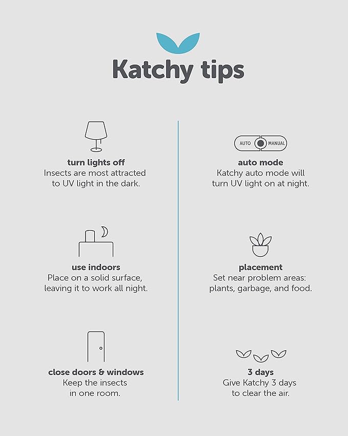 Katchy Duo Indoor Fruit Fly Trap (Black) & 8 Pack Refillable Glue Boards