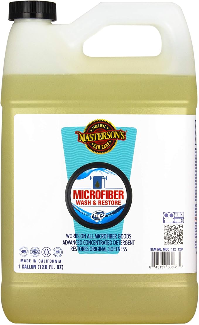 MASTERSON'S CAR CARE MCC_112_128 Microfiber Wash & Restore - Designed To Clean and Revitalize Microfiber Towels - Works On Old and New Towels - Works In All Washing Machines (1 Gallon)