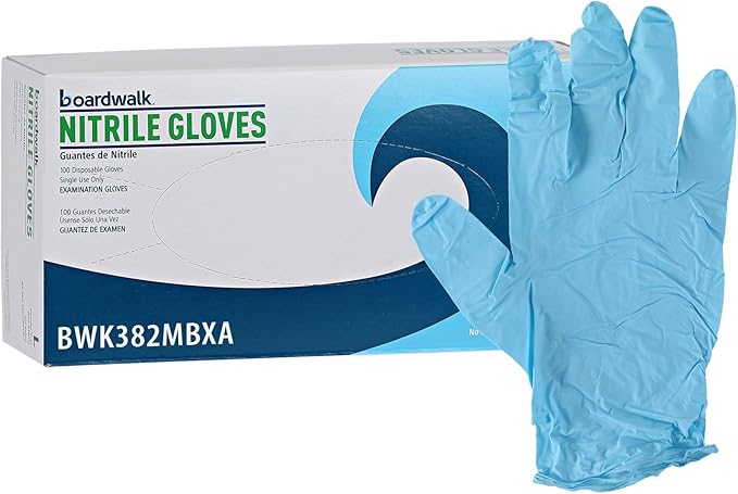 Boardwalk Disposable Examination Nitrile Gloves, Medium, Blue, 5 mil, 1,000/Carton