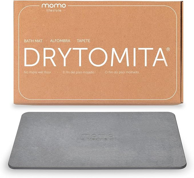 Momo Lifestyle Stone Bath Mat Drytomita – Quick Drying Diatomaceous Earth, Ultra Absorbent 23.6" X 15.4" Graphite Gray