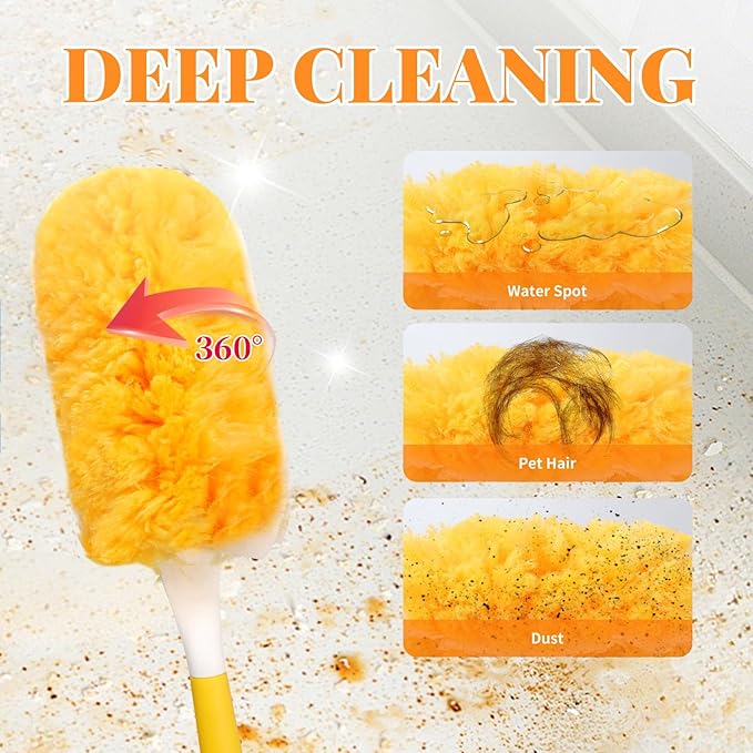 Duster Refill for Swiffer Duster, 80 Count Disposable Dusters Kit for Cleaning Dusting Furniture Blind Ceiling Fan, Multi Surface 360 Feather Duster + 3FT Extended Handle + 2 Short Handle