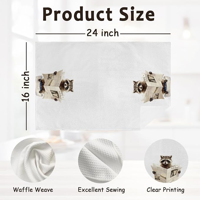 Funny Raccoon Gifts Hand Towels for Bathroom,Raccoon Lovers Owners Gifts,Racoons Kitchen Towels,Cute Animal Decorative Hand Tea Towel for Toilet Nursery Bathroom, 16x24 Inch