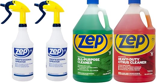 Zep Professional Sprayer Bottle 32 ounces (2 Pack) ZU0567128 All-Purpose Cleaner & Degreaser Heavy-Duty Citrus Degreaser Professional Strength Cleaner and Degreaser