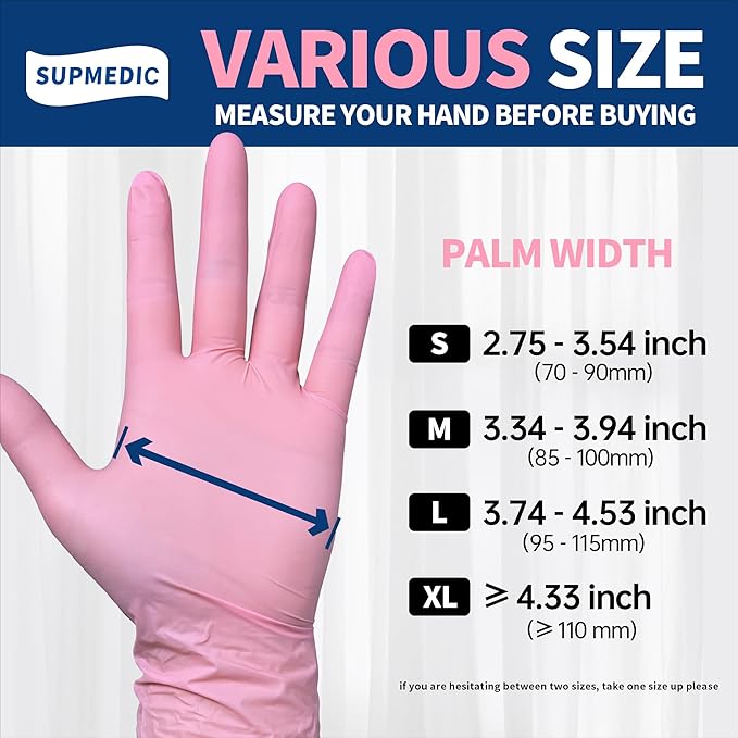 Supmedic Nitrile Exam Gloves, Powder-Free Latex-Free Disposable Glove for Medical Cooking Esthetician Cleaning, 1000 Pcs