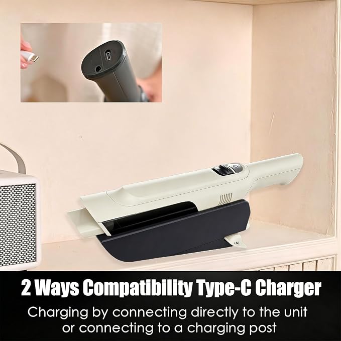 Handheld Vacuum Cordless, Lightweight 1.4lb with Powerful Suction, Charging Dock, Single Touch Empty and Detachable Dust Cup, Portable Mini Car Vac for Home Office and Pet Hair (Beige)