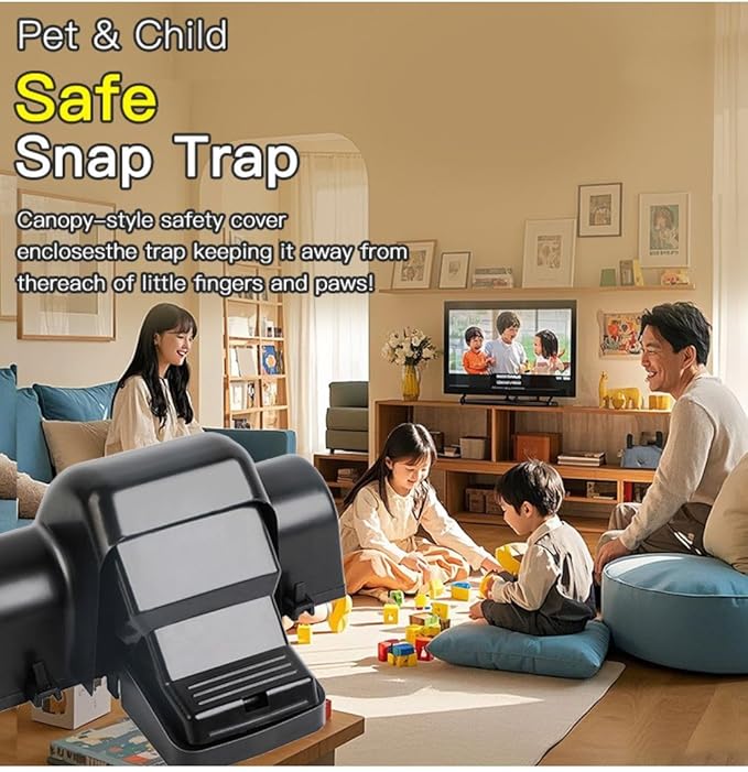 EMIRA Efficiency Rat Mouse Trap Device 4 Pack- Covered Tunnel Design, Protects Kids and Pets, Resusable with Sensitive Trigger, Safe and Powerful, Humane Rodent Solution, Indoor & Outdoor