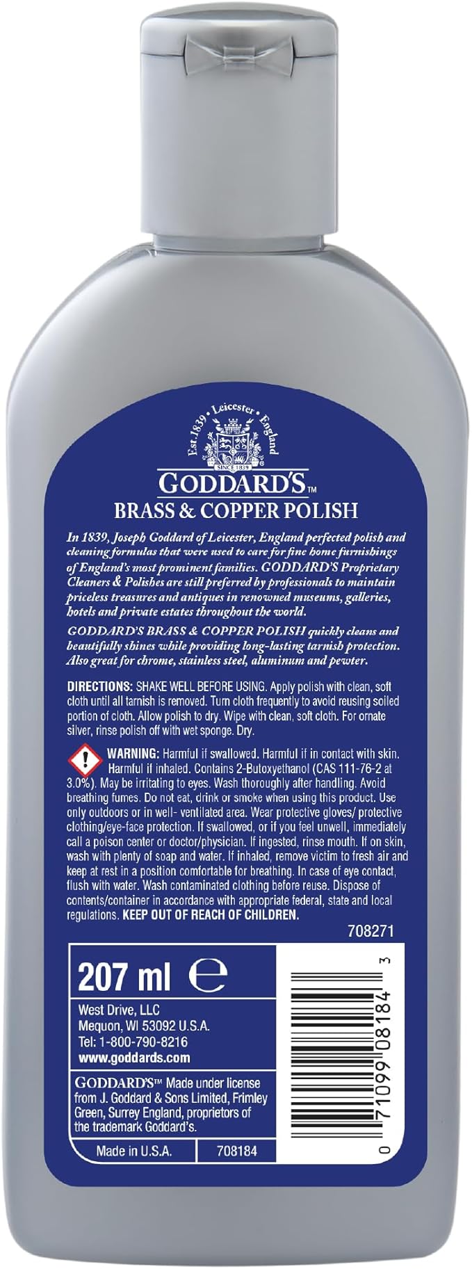 Goddard's Copper & Brass Polish, Copper Cleaner & Brass Cleaner for Long-Lasting Shine, Metal Polish for Pewter, Chrome & More, Metal Polishing Compound (7oz)