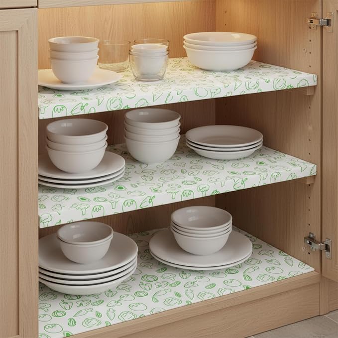 12 Pcs Refrigerator Shelf Liners, Absorbent Fridge Mats 12" x 24" Washable Refrigerator Drawer Liners for Shelves, Home, Cabinet, Kitchen, Trays, Shelves, Cabinet, Trays