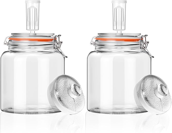 0.6 Gal Fermentation Kit, Glass Jars, Weights & Airlocks, 2 Pack | Perfect for Sauerkraut, Kimchi, Kombucha and Pickles