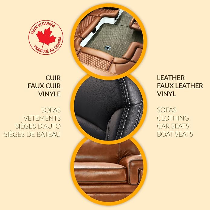 Leather Cleaner Conditioner Cleaning Kit for Sofa, Couch, Boat and Car Seats. Perfect for Faux Leather and Vinyl. Marine Grade Quality.