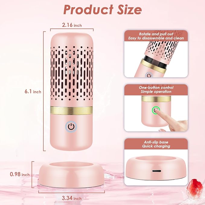 Cudinham Fruit and Vegetable Purifier Cleaner Washing Machine Upgraded Capsule Shape Disinfection OH-ion Purification Technology for Cleaning Veggie Grains Rice Meat Seafood, Pink