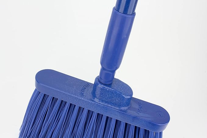 SPARTA 41082EC14 Plastic Color Coded Broom, Flagged Bristles, Long Broom With Angled Head For Large Debris, 56 Inches, Blue, (Pack of 12)