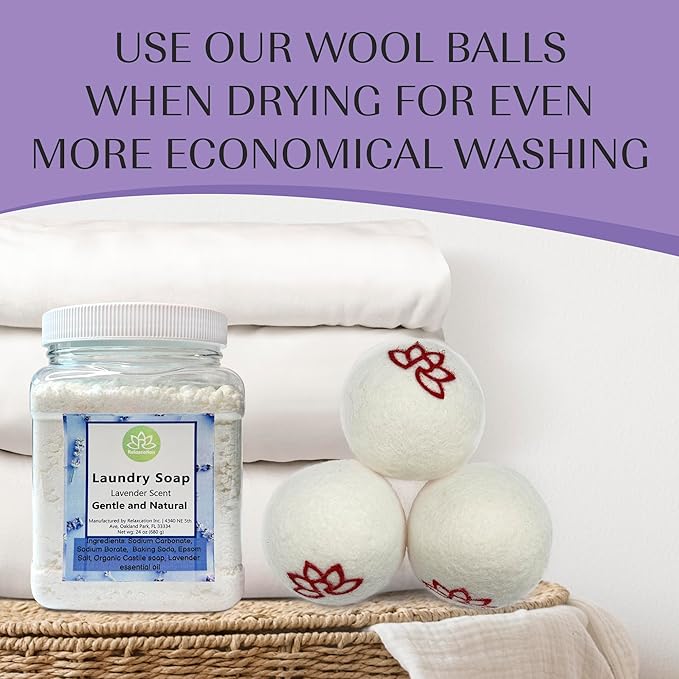 Natural Laundry Detergent Soap | Hypoallergenic Deep Cleaning Washing Powder | Eco-Friendly, Safe, and Effective BORAX, SODA ASH, EPSOM SALT, BAKING SODA and CASTILE SOAP (65 Loads) (Lavender)