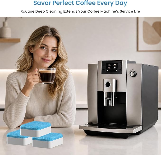 GVANIAMY Coffee Machine Descaling Tablets Compatible with Jura Automatic Coffee Centers Machines, High Efficiency Cleaning and Longer Life Span, 30 Count 100% Vegan, Carbon Neutral