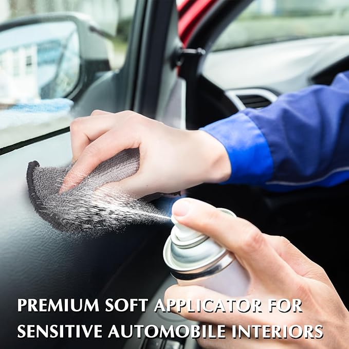 Mudder 8 Pcs Car Interior Scrubbing Sponge 5'' x 3'' Fiber Car Wax Applicator pad Household Cleaning Sponges for Leather Car Seat Couch Cleaning (Gray Black)