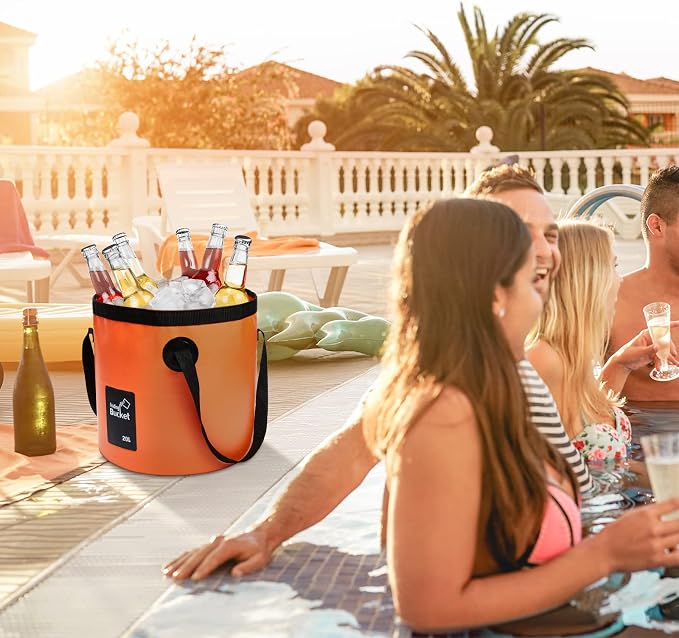 Tessco for you 3 Pcs 5 Gallon Bucket Collapsible Foldable Bucket with Handle for Beach Camping Fishing to Hold Water Folding Container Carry Bag Portable Fold up Lightweight