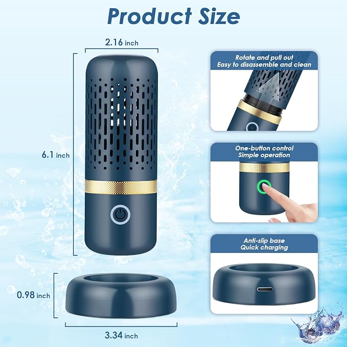 Cudinham Fruit and Vegetable Purifier Cleaner Washing Machine Upgraded Capsule Shape Disinfection OH-ion Purification Technology for Cleaning Veggie Grains Rice Meat Seafood, Blue Ocean