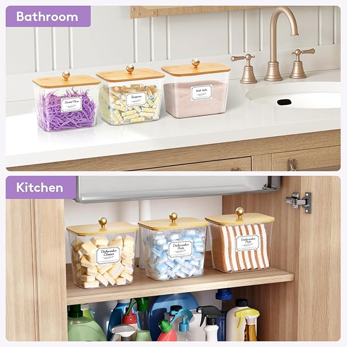 Lifewit Laundry Pods Container with Lid, Dryer Sheet Holder, Room Organization Storage for Coffee Pods Kcup Washing Powder, Scent Booster Beads, 2600 ml/0.7gal,Natural,2 Pcs