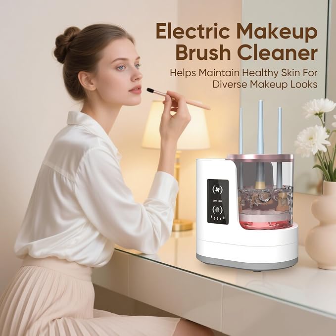 Electric Makeup Brush Cleaner 3-in-1, Automatic Brush Washing & Air-Drying Machine, Dual-Direction Deep Cleaning, Adjustable 2H/5H Drying, Fits Most Brush Sizes, Plug in Design (2026 Upgrade)