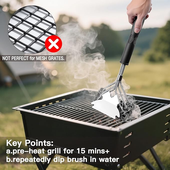 2 Pack Grill Brush and Scraper Bristle Free – Safe BBQ Brush for Grill – 18'' Stainless Grill Grate Cleaner - Safe Grill Accessories for Porcelain/Weber Gas/Charcoal Grill – Gifts for Grill Wizard