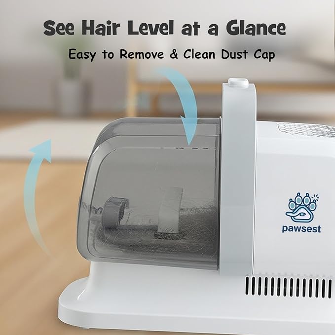 Dog Grooming Vacuum - Pet Hair Trimmer, Dog Hair Clippers with 7 Attachments - All-in-One Pet Grooming Kit with 3-Level Suction and Speed Settings with Temperature Control Protection