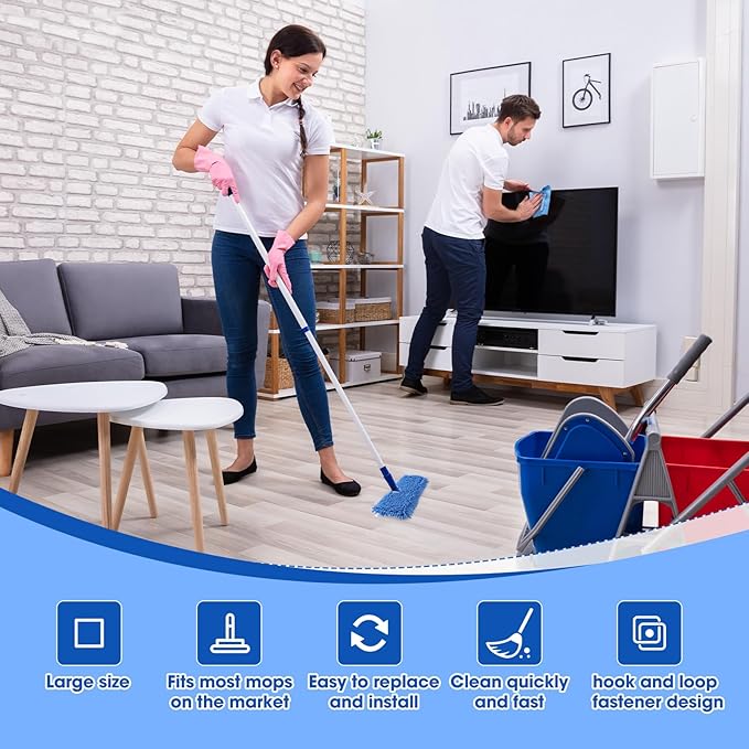 Chengu 24 Pieces Microfiber Flip Mop Refills Replacement Heads Double Sided Cleaning Pads Machine Washable Mop for Dry and Wet Kitchen Home Use