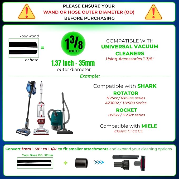 For Miele Vacuum Cleaner Attachments for Upholstery, Corners, Dusting & Car Detailing - Round Dust Brush, Crevice Tool, Upholstery Tool & More Compatible with Miele C1 C2 C3