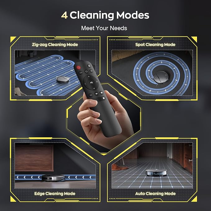 Robot Vacuum and Mop Combo, 2300Pa Strong Suction, 2-in-1 Dust Box and Water Tank, Works with Alexa/Google Assistant, Long Runtime, Schedule, Quiet, Ideal for Hard Floors, Low-Pile Carpets and Pets