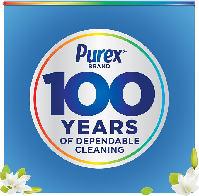 Purex Natural Elements Fresh Lilies & Linen Liquid Detergent, 82.5 oz, 165 Loads, Ultra-Concentrated, Dye-Free, USDA Certified Biobased Product (Pack of 2)