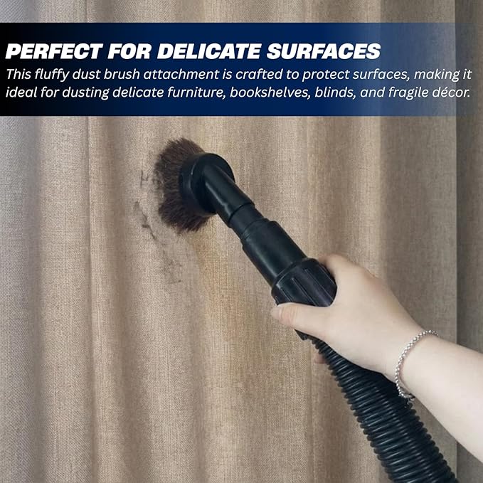 for Shop Vacs Replacement Vacuum Brush Attachment 1.25 Inch (32mm) with Soft Horsehair Bristles - 1-1/4'' Vacuum Accessories Compatible with Milwaukee M18, Eureka Mighty Mite 3670M & More