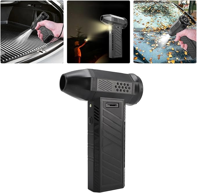 Compressed Air Duster, 130000RPM Stepless Speed Adjustable Brushless Motor Electric Air Blower with LED Light Type C QC15W Quick Charging Cordless Cleaner for Keyboard Car Outdoor