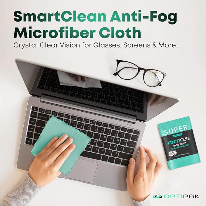 Anti Fog Microfiber Cleaning Cloth for Glasses | Individually Wrapped Microfiber Lens Cleaning Cloth for Eyeglasses, Lenses, Binoculars, Face Shields, Ski Masks or Swim Goggles (3 Count)