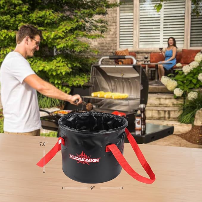 XUDAKAIXIN Upgraded Grill Brush Bristle Free,Water-Activated steam Effectively Cleans The Grill.Unique Wave pad for Cast Iron/ (Black-Water Bucket)