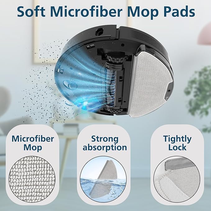 T20+ Accessories Replacement Parts for Airrobo T20+ /T25+/T30+/T25+C and for FIXR T20 Robotic Vacuum Cleaner, 1 Roller Brush, 4 Mop Pads, 4 Hepa Filters, 4 Dust Bags, 4 Side Brushes, 17 Pack