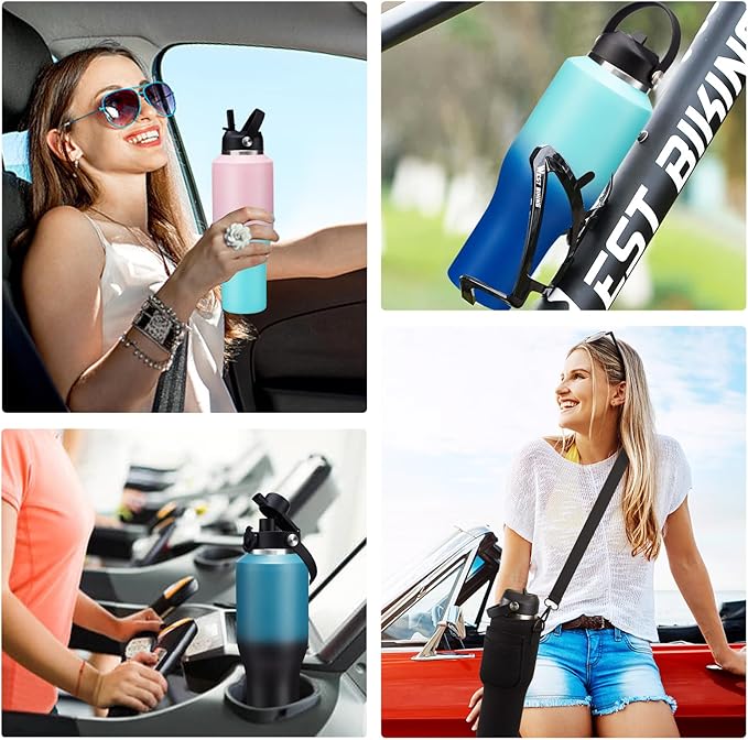 Insulated Water Bottle 40 oz - Keep Cold 48h & Hot 24h Vacuum Large Metal Insulated Tumbler Fits in The Car, Bike, Treadmill, Stroller, Golf Cart Cup Holder, Travel Coffee Mug