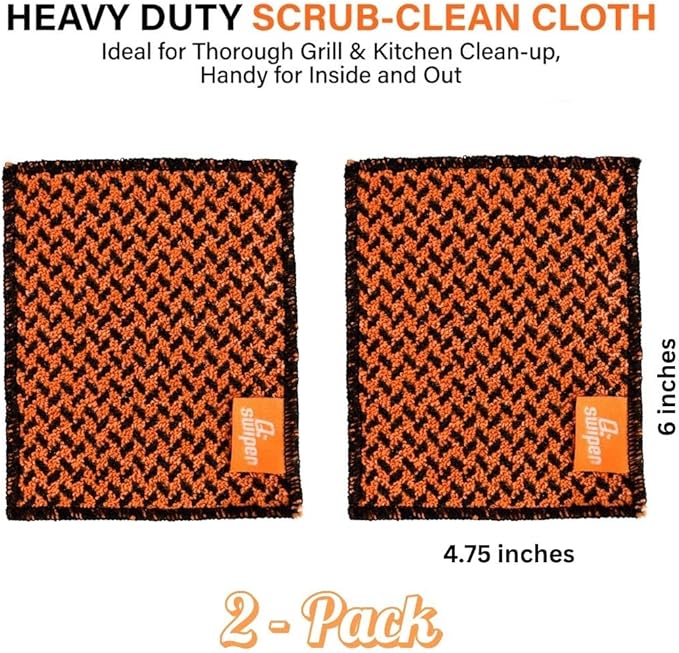 Grill & Grate Deep Cleaning Bundle – Q-Swiper Grill Cleaner Spray + Reusable Scrub-Clean Cloth (2-Pack)