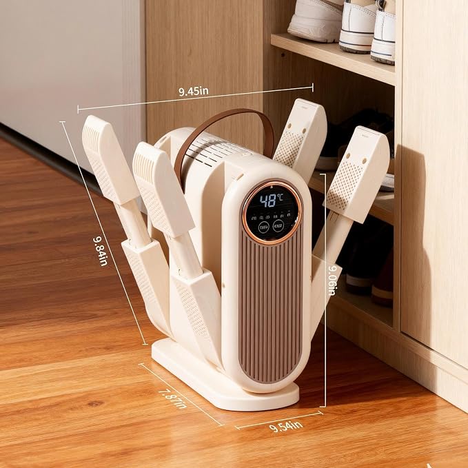 Portable Handheld Boot and Shoe Dryer | Fast Drying, Adjustable Timer, Energy Saving, Rose Salt Compatible for Odor Reduction, For Sneakers, Gloves and Socks